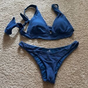 Aerie Blue Textured Bikini Set